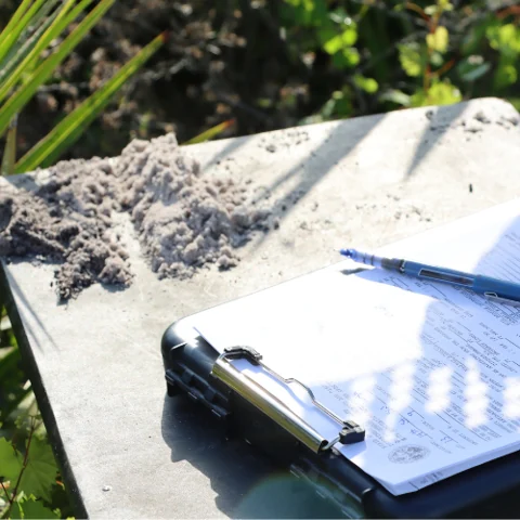 Soil sample and field documentation used during septic site evaluation