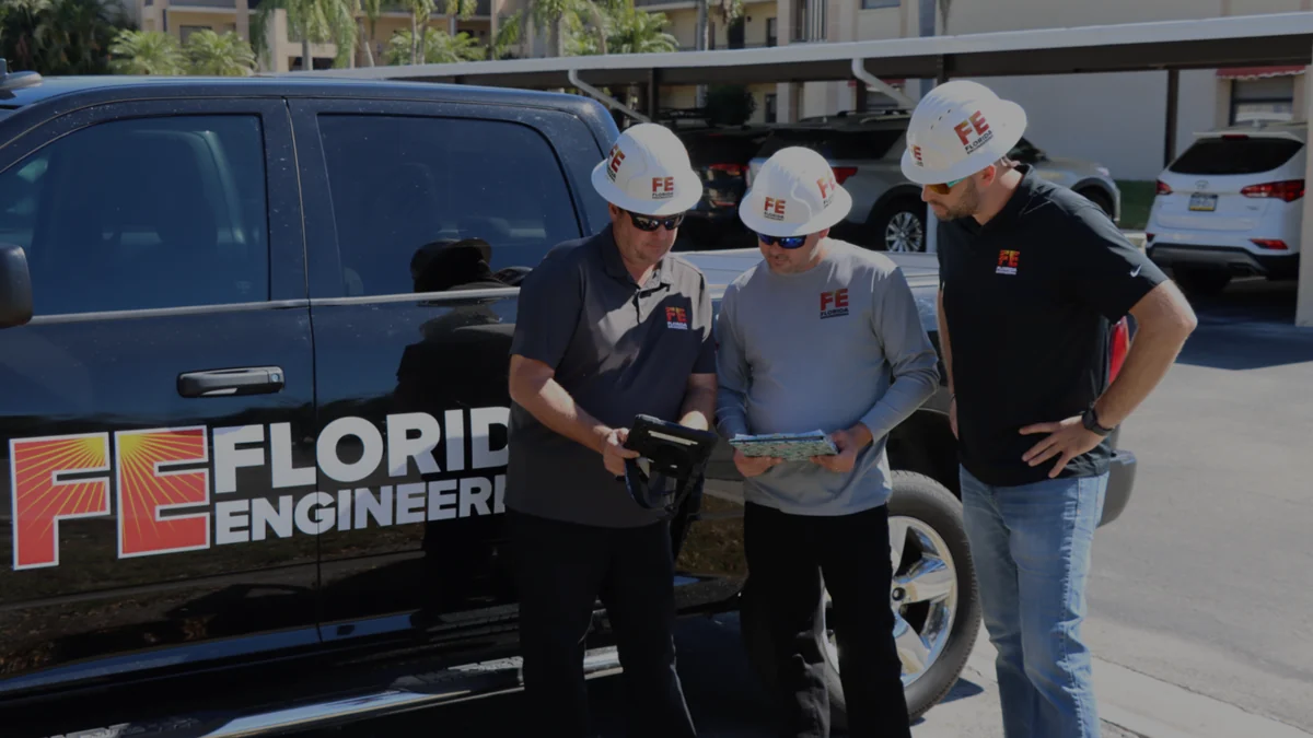 Florida Engineering team reviewing plans on site
